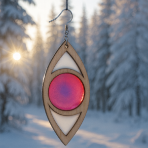 Eye Earring, Wood, Resin, 2 pcs.