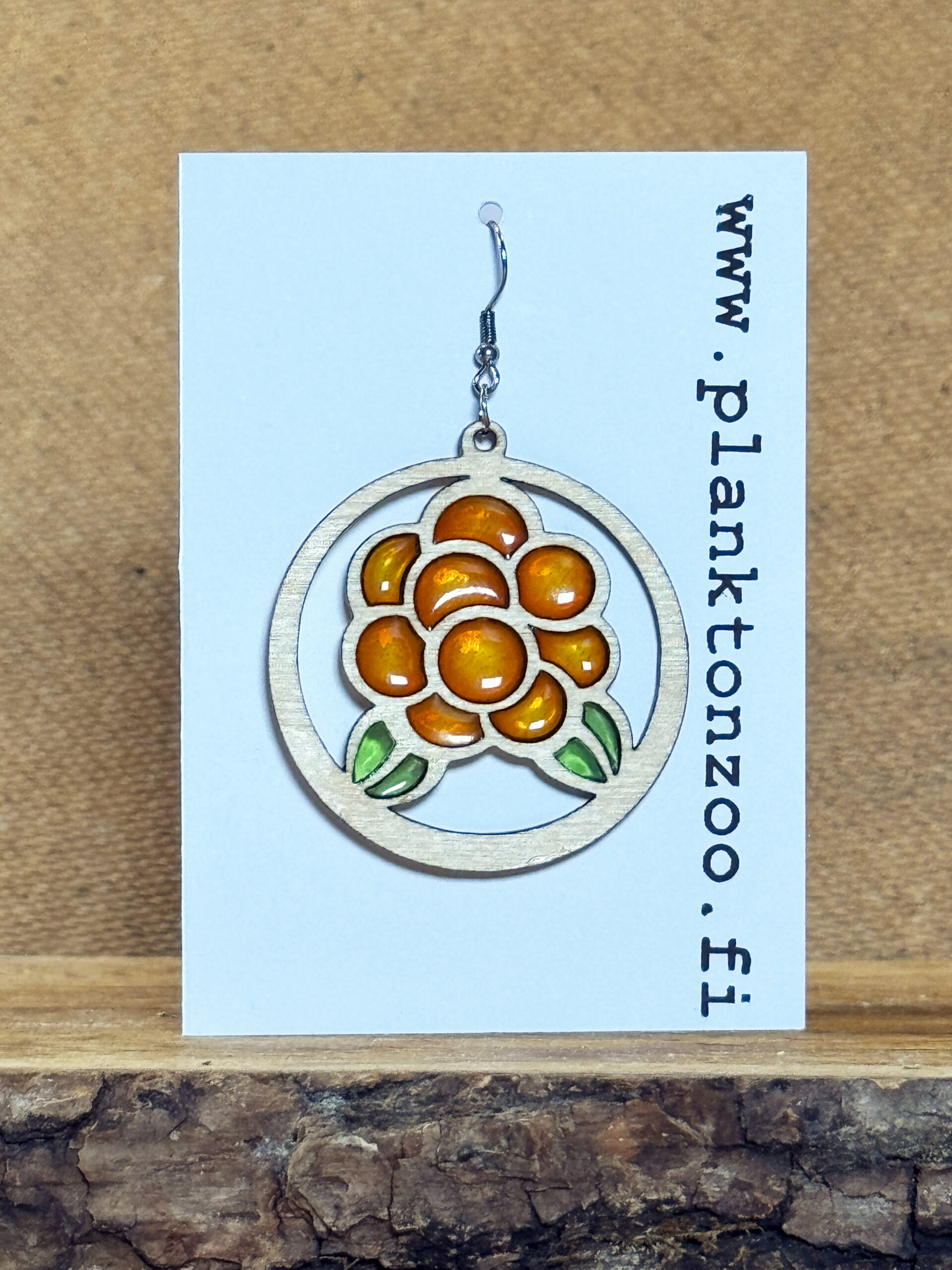 Cloudberry Earring, Wood, Resin, 2 pcs. - Image 2