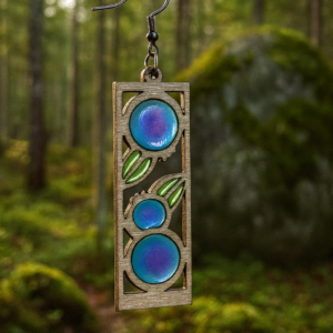 Blueberry Earring, Wood, Resin, 2 pcs.