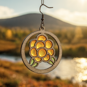 Cloudberry Earring, Wood, Resin, 2 pcs.