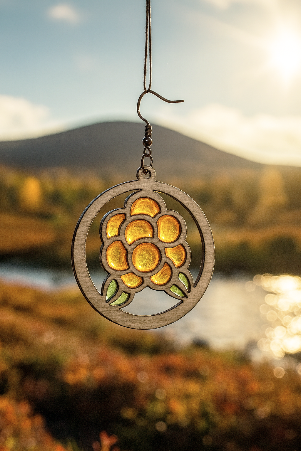 Cloudberry Earring, Wood, Resin, 2 pcs.