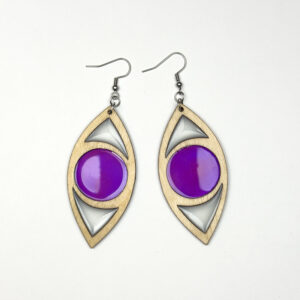 Eye Earring, Wood, Resin, 2 pcs.