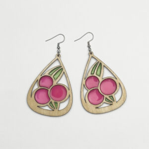 Lingonberry Earring, Wood, Resin, 2 pcs.