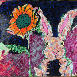 Rabbit in the Headlights, acrylic on canvas, 55x46